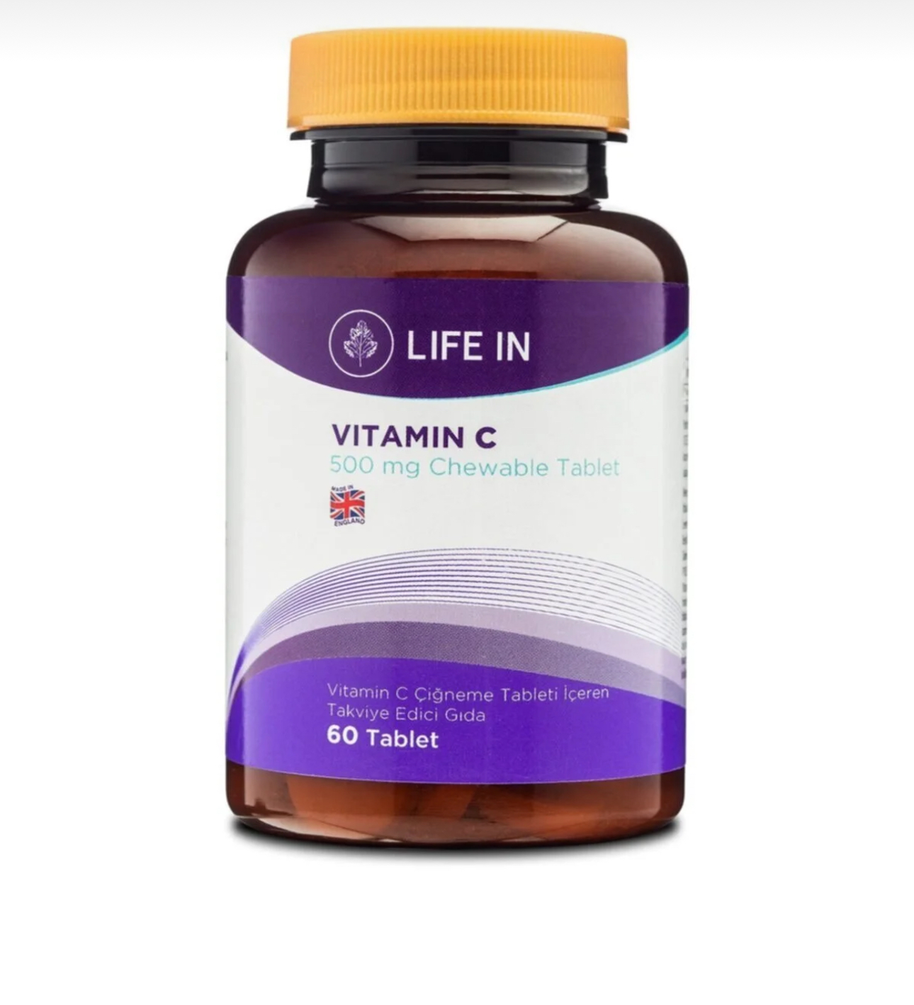 قرص مکمل ویتامین سی خالص مکمل سرماخوردگی ۶۰ عددی برند لایف این 🇹🇷